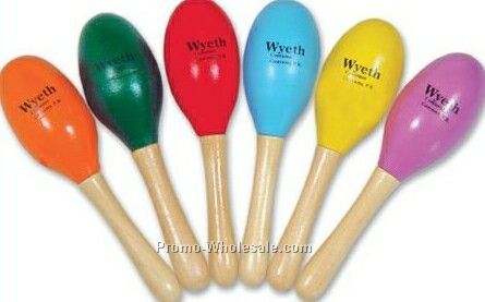 5" Mini Wood Maraca In Assorted Neon Colors