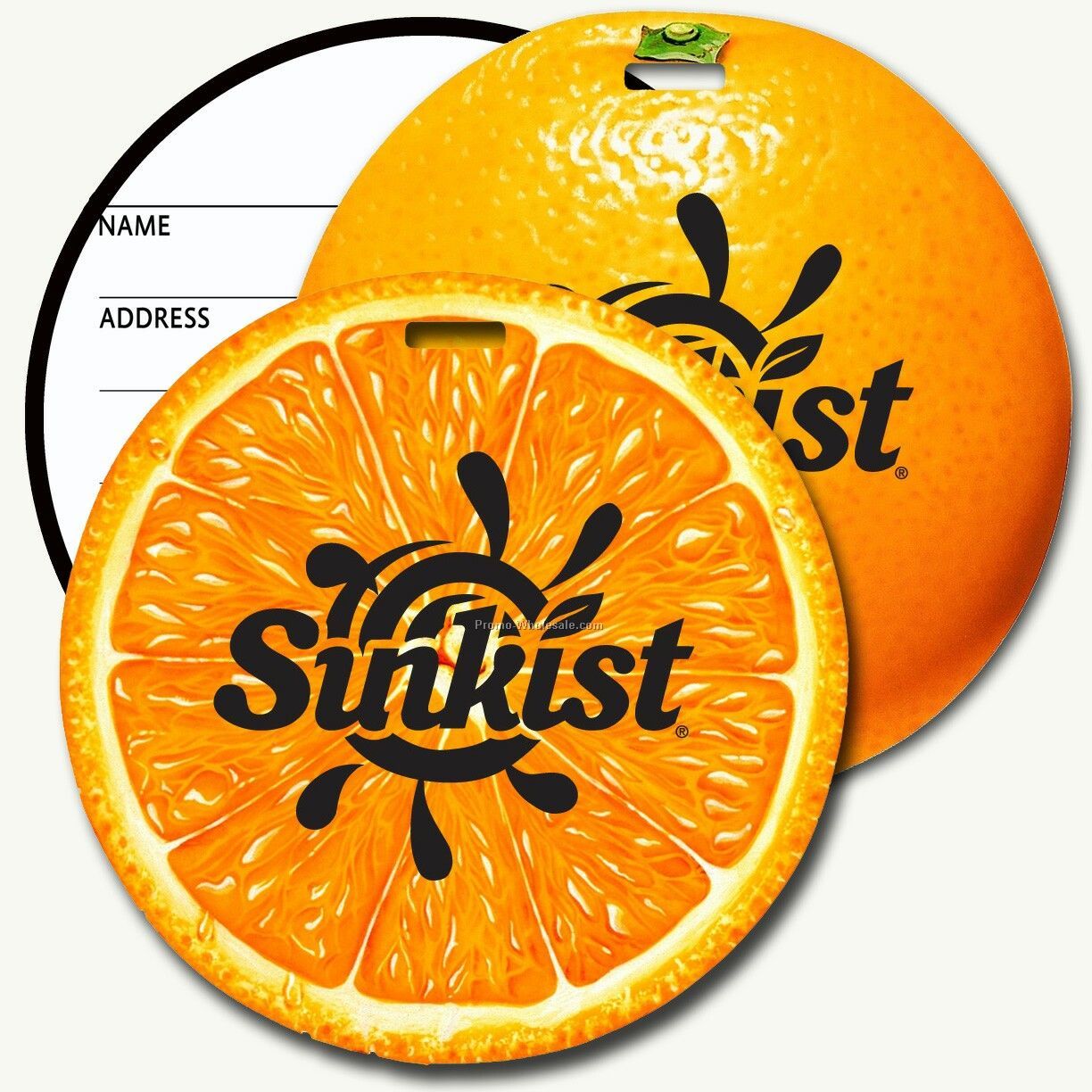 5" Round Custom Lenticular Luggage Tags - Stock Imprintable / Orange