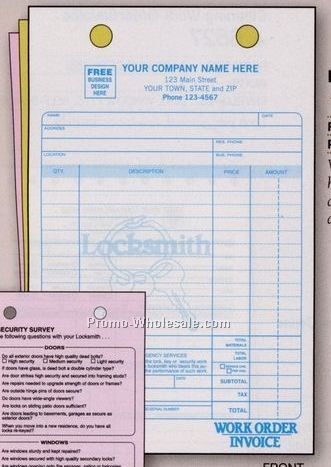 5-1/2"x8-1/2" 3 Part Locksmith Register Form