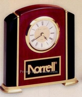 5"x5-1/4"x2" Rosewood And Black Piano Finish Stable Clock