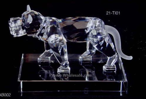 6" Optic Crystal Running Tiger Figurine