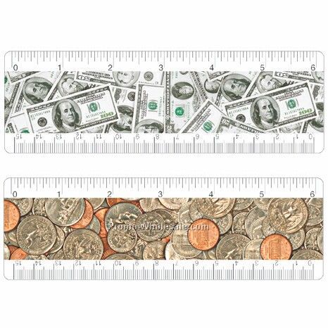 6" Ruler; 3d Lenticular; Dollars And Cents Image - Stock, Blanks