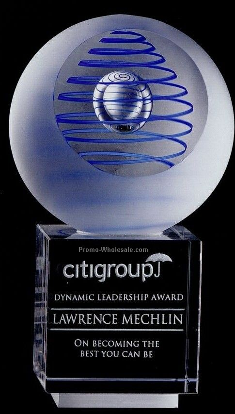 6-1/4"x4" Art Glass Gallileo Sculpture Award With Crystal Base (Small)