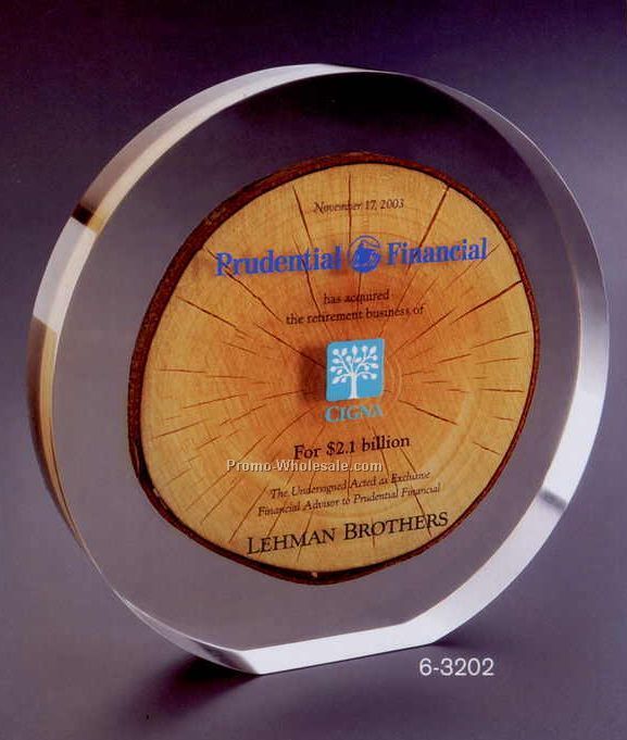 6"x1" Acrylic Round Award W/ Cut Bottom