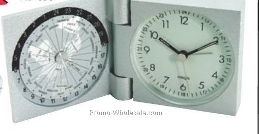 6"x2-3/4"x1/2" Aluminum World Travel Alarm Clock