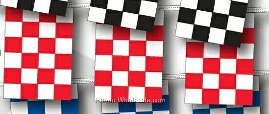 60' 8 Mil Rectangle Checkered Race Track Pennant - Red/ White