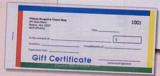 7-1/4"x3-3/8" "primary" Individual Format Designer Gift Certificate