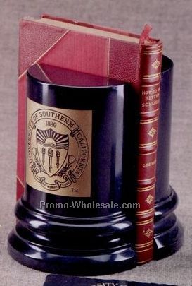 7"x Black Marble Column Book Ends (Set)