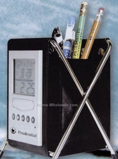 7"x6"x1-1/2" Flexible Pen Holder/ Multi-function Clock