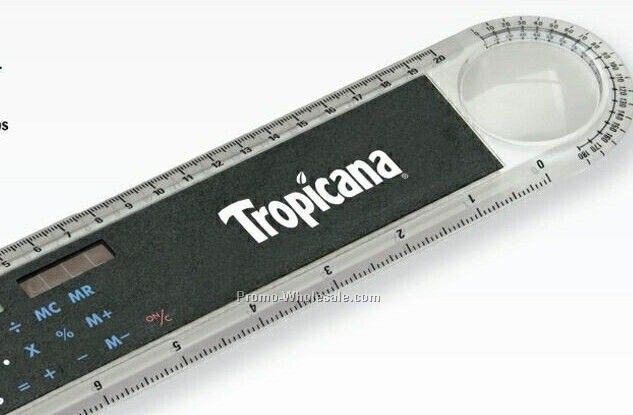 8" Ruler With Calculator And Magnifying Glass