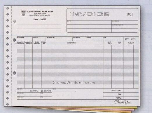 8-1/2"x11" 3 Part Classic Collection Wide Body Invoice