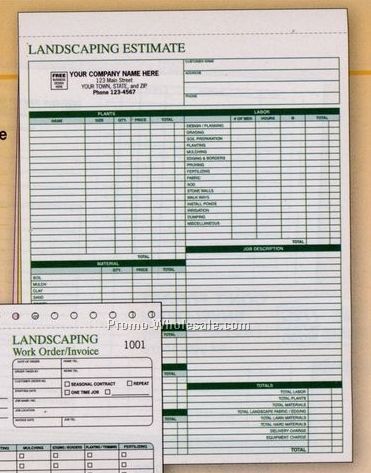 8-1/2"x11" 3 Part Landscaping Estimate Form