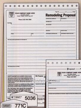 8-1/2"x11" 3 Part Remodeling Proposal Form
