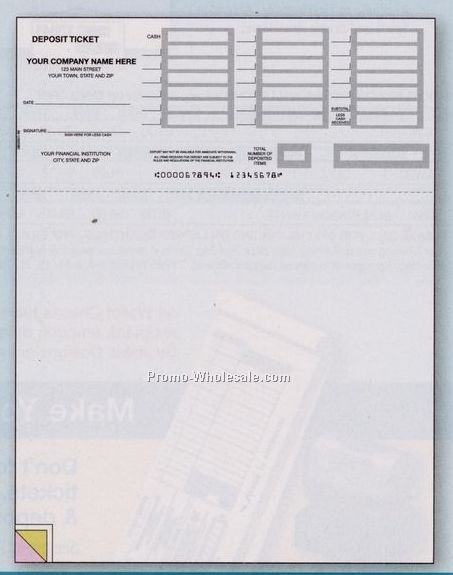 8-1/2"x11" Deposit Ticket 1 Single Sheet