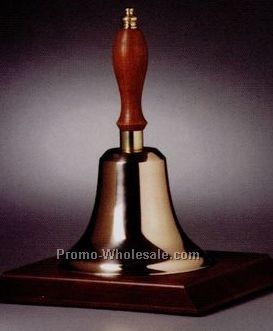 8-1/2"x5-1/2" Bronze University Bell W/ Custom American Walnut Base