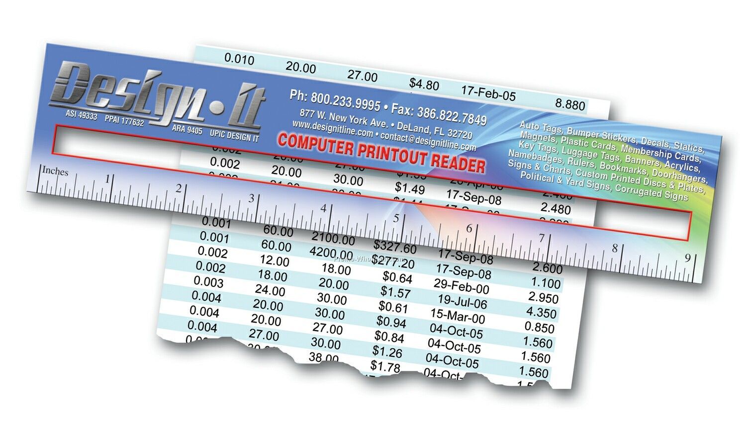 9" Computer Printout Ruler