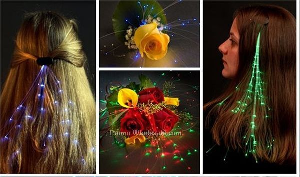 9" Light Up Fiber Optic Hair Clip - Red