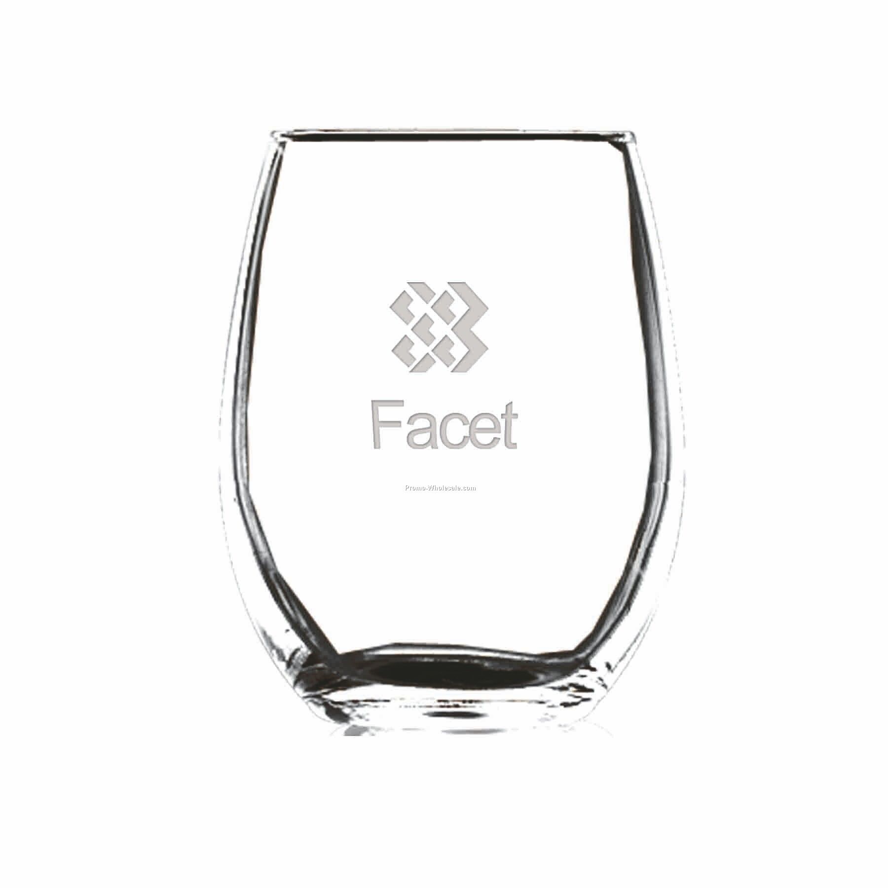 9 Oz. Optical Crystal Stemless White Wine Glass (Deep Etch)