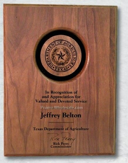 9"x12" Solid Walnut Medallion Plaque (Round Center)