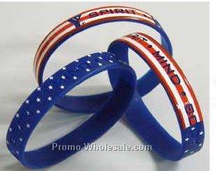 American Flag Silicon Wristband With Debossed Logo