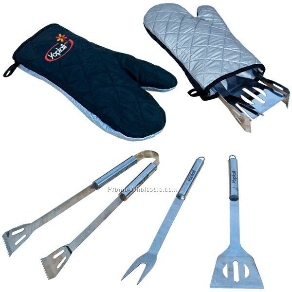 Bbq Tool Set In Mitt (Imprinted)