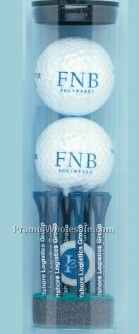 Best Buy Golf Ball Tube W/ 2 Balls, 8 2-1/8" Tees And 1 Marker