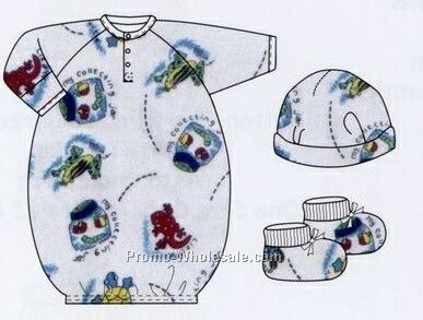 Boys Newborn 3 Piece Gift Set W/ Infant Gown