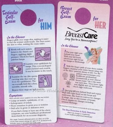 Breast/Testicular Self-exam Large Print Shower Card Hanger (Spanish)