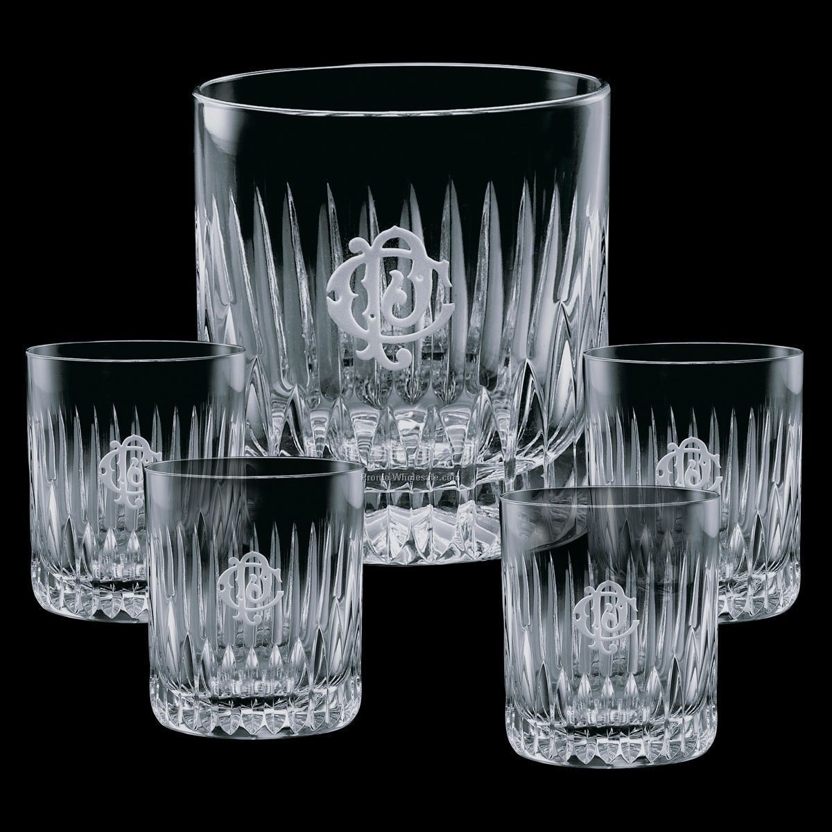 Carey Ice Bucket & 4 On-the-rocks Glasses