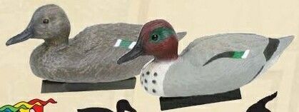 Classic Green Winged Teal Duck Decoy W/ Water Keel