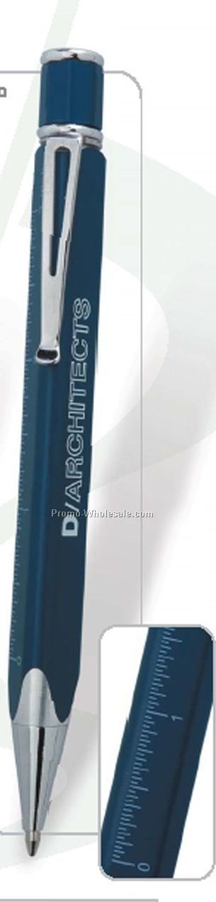 Da Vinci Ball Pen & 3-1/2" Ruler (Blue)