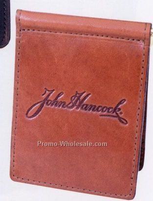 Fancy Leather Money Clip W/ 2 Inside Card Pockets (Top Grain)