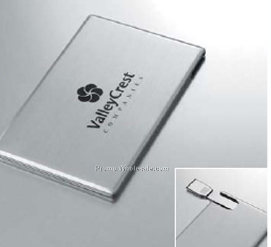 Flash Drive In Thin Brushed Metal Credit Card Case