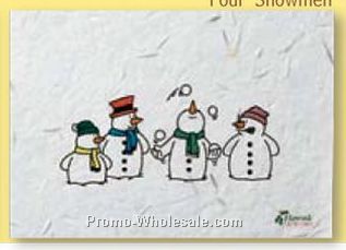 Floral Seed Paper Holiday Card / Blank Inside - Four Snowmen
