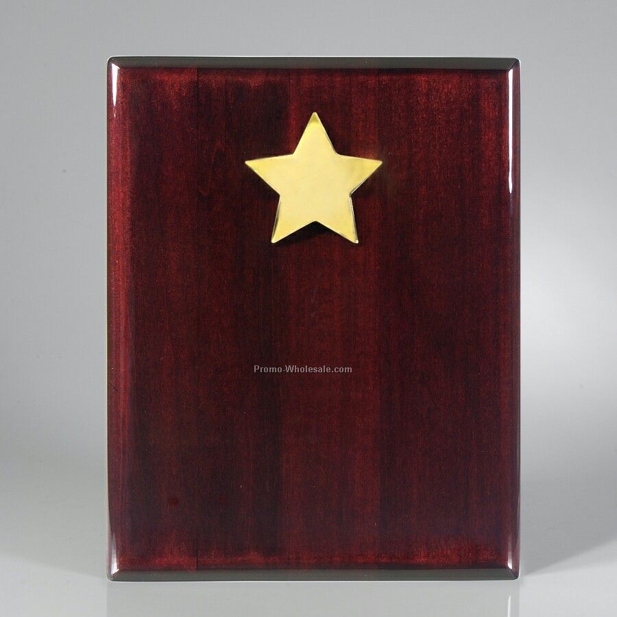 Gold Star Rosewood Plaque - 10-1/2"x 13"x 2"