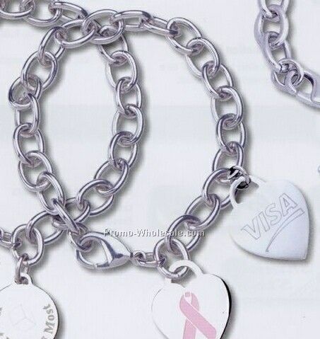 Heart Stock Charm Bracelet W/ Laser Engraving