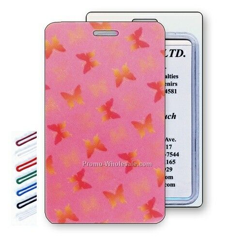 Lenticular Luggage Tags - Stock / Change Color / Pink Rainbow Butterflies