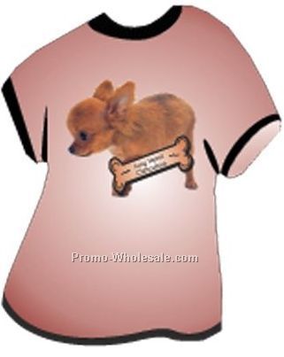 Long Haired Chihuahua Acrylic T Shirt Coaster W/ Felt Back