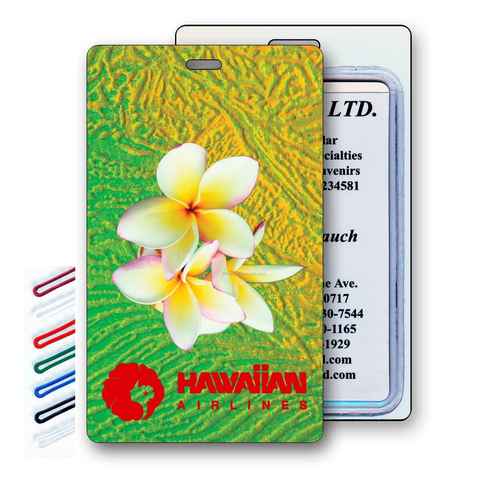 Luggage Tag 3d Lenticular 3-d White Flower Stock Image - Imprint Product
