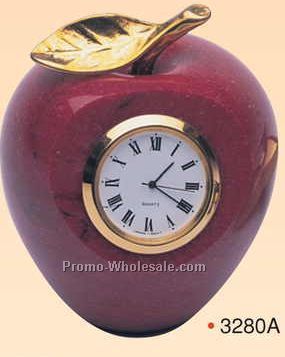 Marble Apple Paperweight With Analog Clock (Screened)