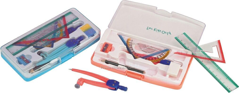 Math Set W/ 3-1/2" Pencil/ Compass/ Eraser/ Sharpener/ Ruler