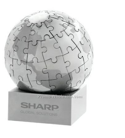 Matte Silver Magnetic Base Puzzle Globe
