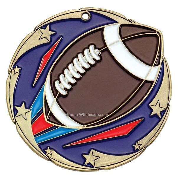 Medal, "football" Color Star - 2-1/2" Dia.