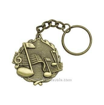 Medal, "music" - 1-1/4" Key Chain