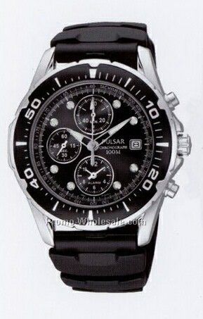 Men's Collection Pulsar Alarm Chronograph Watch W/ Rotating Bezel