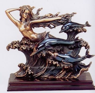 Mermaid Figurine W/3 Dolphins