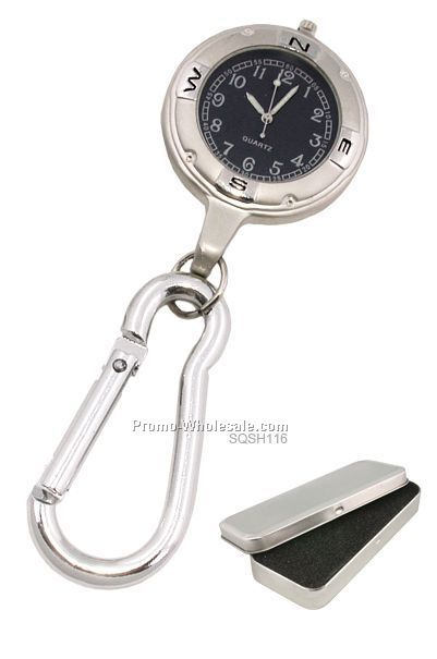 Metal Clip-watch With Compass Point Bezel