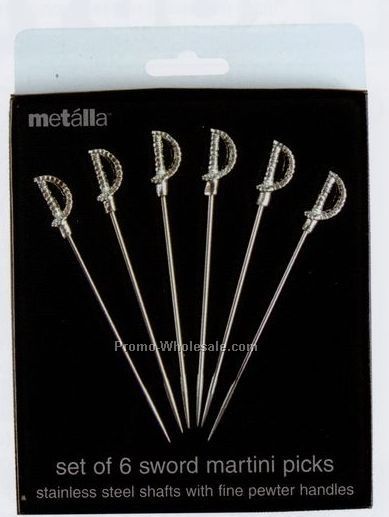 Metalla 6 Piece Sword Martini Pick Set