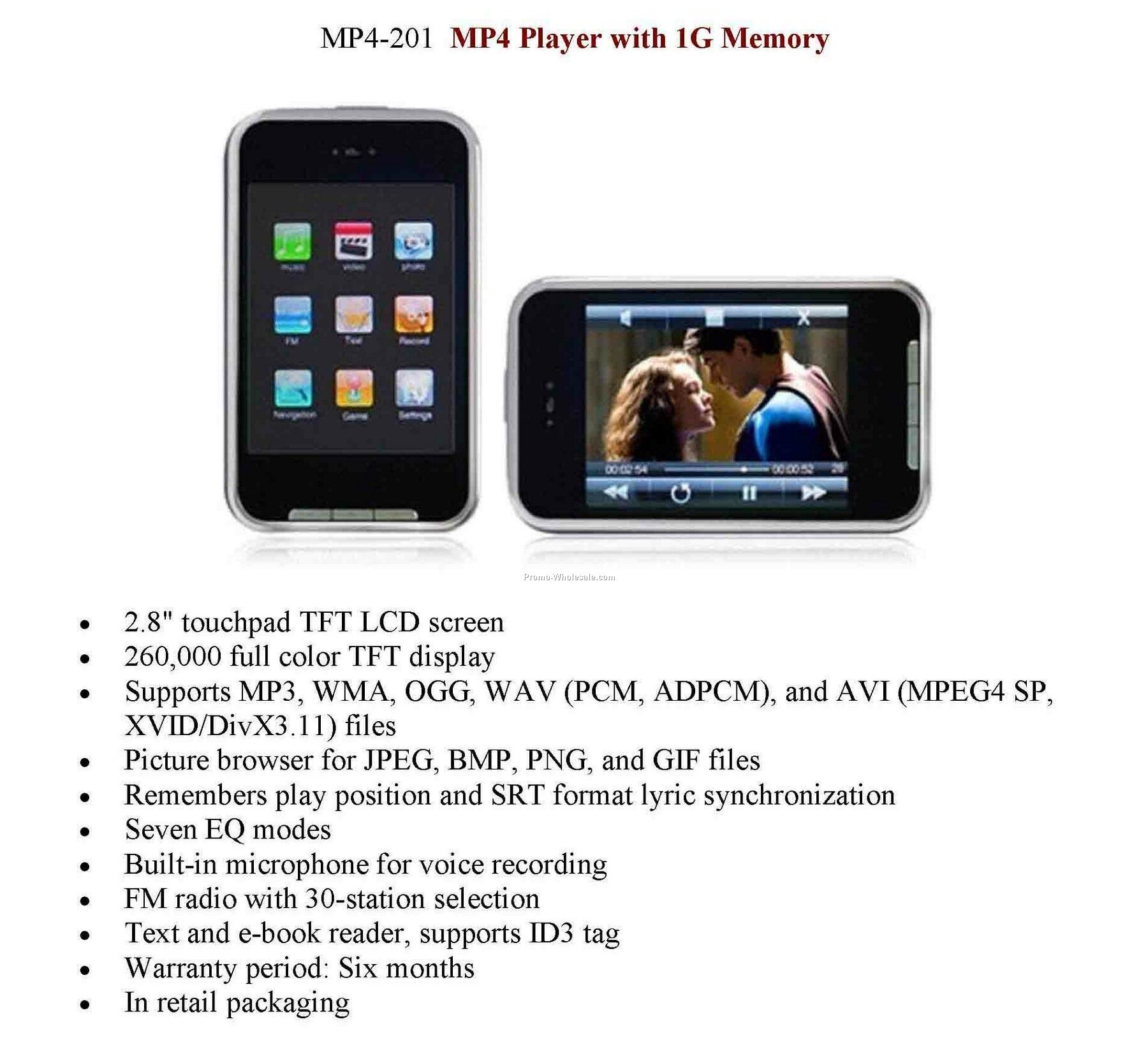 Mp4, Mp3, Video Music Player, With 1g Memory, Voice Recorder