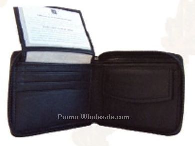 Napa Zippered Men's Wallet W/Flip Up Id Holder & Change Purse